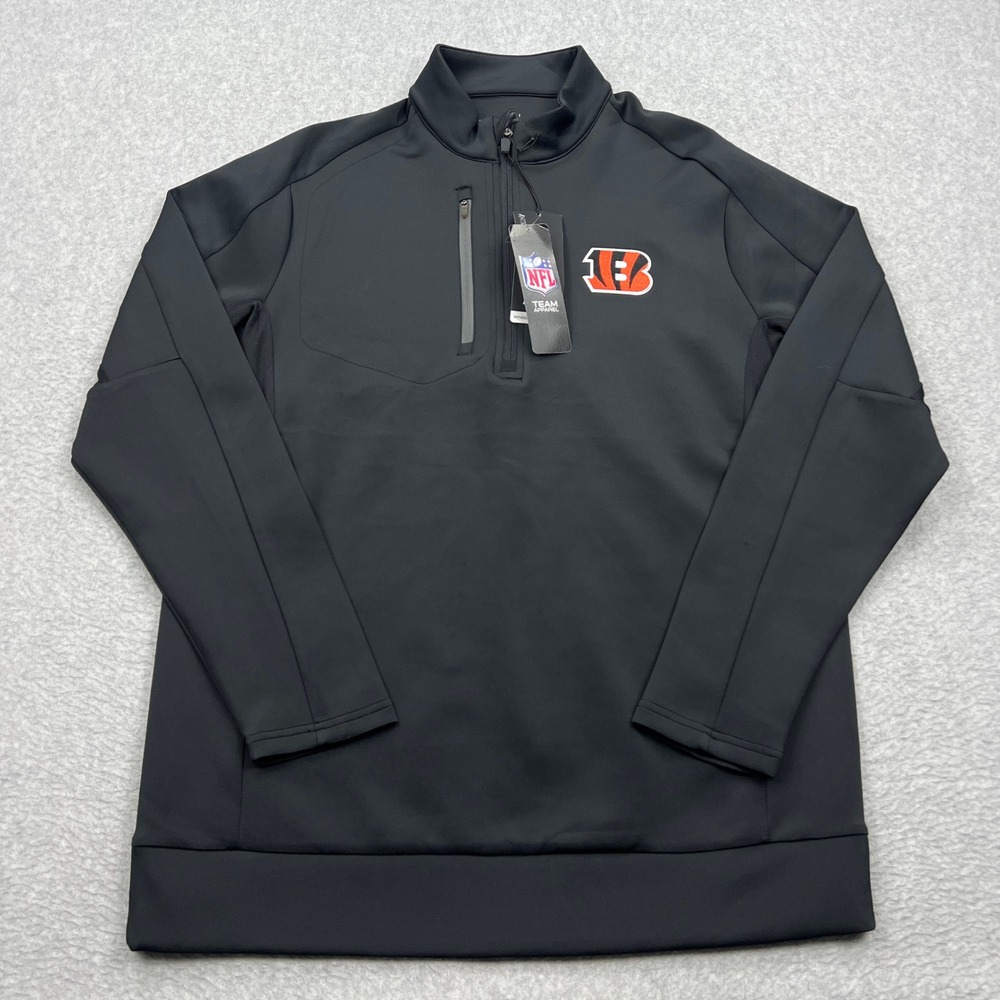 NEW Antigua Generation Pullover Mens XL Black Cincinnati Bengals 1/4 Zip NFL Top